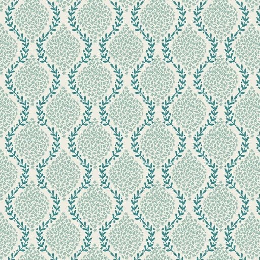 Lewis & Irene Spring Hare Reloved Fabric Collection Garlands on Aqua Premium 100% Cotton Quilt Shop Quality Fabrics