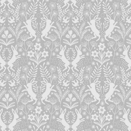 Lewis & Irene Spring Hare Reloved Fabric Collection Little Hares on Grey Premium 100% Cotton Quilt Shop Quality Fabrics