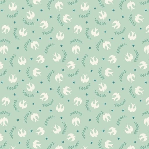 Lewis & Irene Spring Hare Reloved Fabric Collection Little Birdies on Aqua Premium 100% Cotton Quilt Shop Quality Fabrics