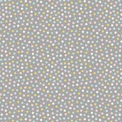 Lewis & Irene Spring Hare Reloved Fabric Collection Little Flowers on Charcoal Premium 100% Cotton Quilt Shop Quality Fabrics