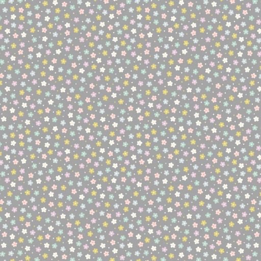 Lewis & Irene Spring Hare Reloved Fabric Collection Little Flowers on Charcoal Premium 100% Cotton Quilt Shop Quality Fabrics