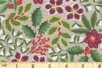 LAST BOLT! Lewis & Irene Noel Fabric Collection Christmas Metallic Gold Floral on Slate Blue Premium 100% Cotton Fabrics