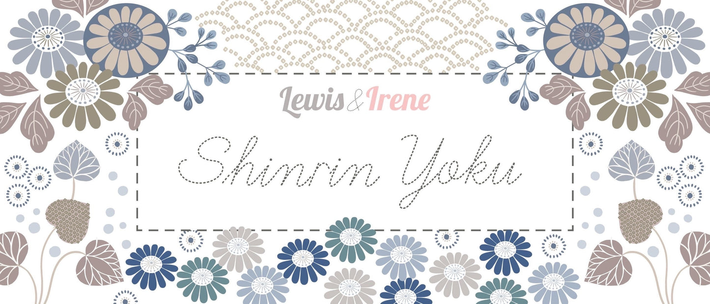 Lewis & Irene Shinrin Yoku Fabric Collection Small Floral on Winter Blue Premium 100% Cotton Quilt Shop Quality Fabrics