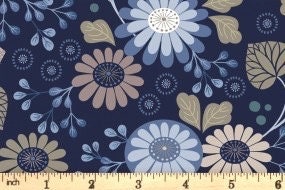 Lewis & Irene Shinrin Yoku Fabric Collection Floral on Indigo Premium 100% Cotton Quilt Shop Quality Fabrics