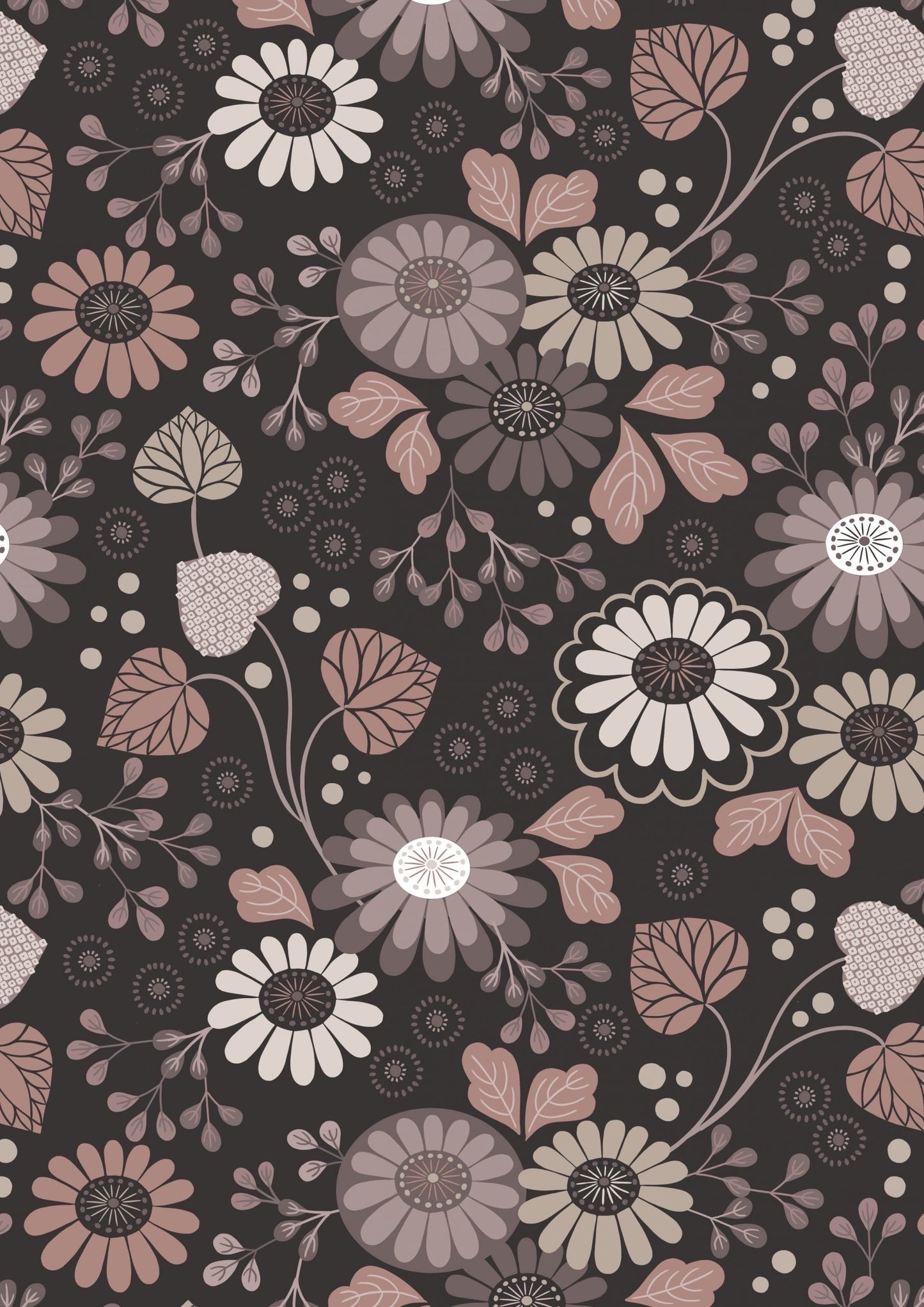 Lewis & Irene Shinrin Yoku Fabric Collection Floral on Dark Earth Premium 100% Cotton Quilt Shop Quality Fabrics