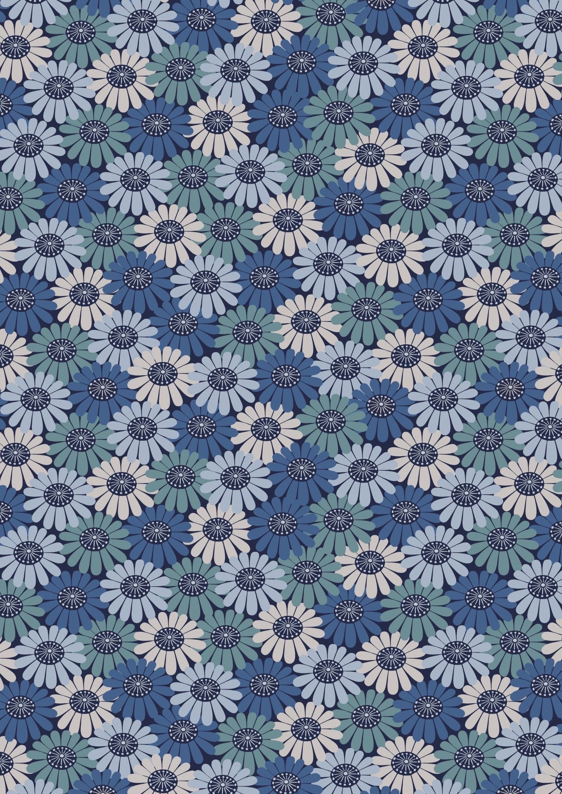 Lewis & Irene Shinrin Yoku Fabric Collection Compact Floral Blues Premium 100% Cotton Quilt Shop Quality Fabrics