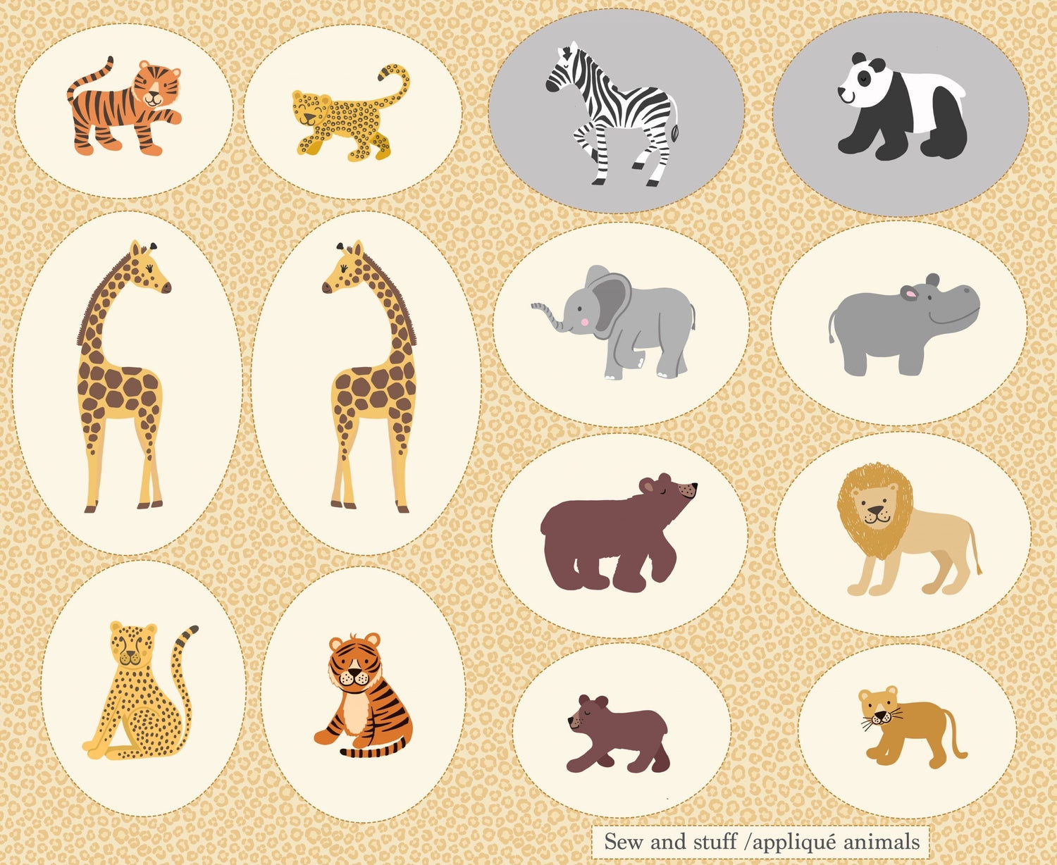 Lewis & Irene Small Things Wild Animals Fabric Collection Digital Print 1 Yard Sew and Stuff Panel Premium 100% Cotton Fabrics