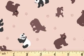 Lewis & Irene Small Things Wild Animals Fabric Collection Pandas and Bears on Pale Plaster Premium 100% Cotton Quilt Shop Quality Fabrics