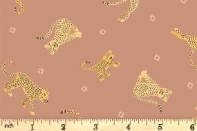 Lewis & Irene Small Things Wild Animals Fabric Collection Leopards and Cheetahs on Tan Premium 100% Cotton Fabrics