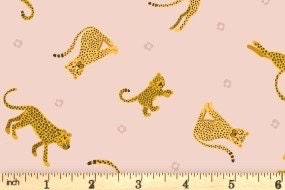 Lewis & Irene Small Things Wild Animals Fabric Collection Leopards and Cheetahs on Pale Pink Premium 100% Cotton Fabrics