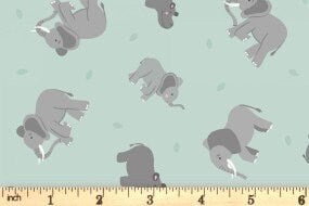 Lewis & Irene Small Things Wild Animals Fabric Collection Elephants and Hippos on Light Blue Premium 100% Cotton Quilt Shop Quality Fabrics