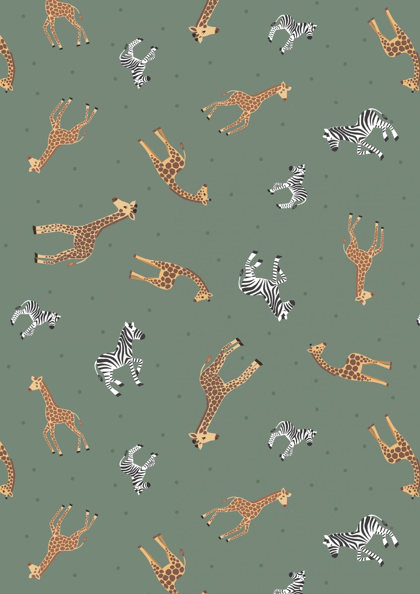 Lewis & Irene Small Things Wild Animals Fabric Collection Giraffes and Zebras on Green Premium 100% Cotton Quilt Shop Quality Fabrics