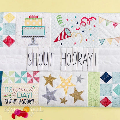 Kimberbell Shout Hooray! Bench Pillow Collection (Machine Embroidery CD, Embellishment Kit, Fabric Kit, and Thread Sets Available)