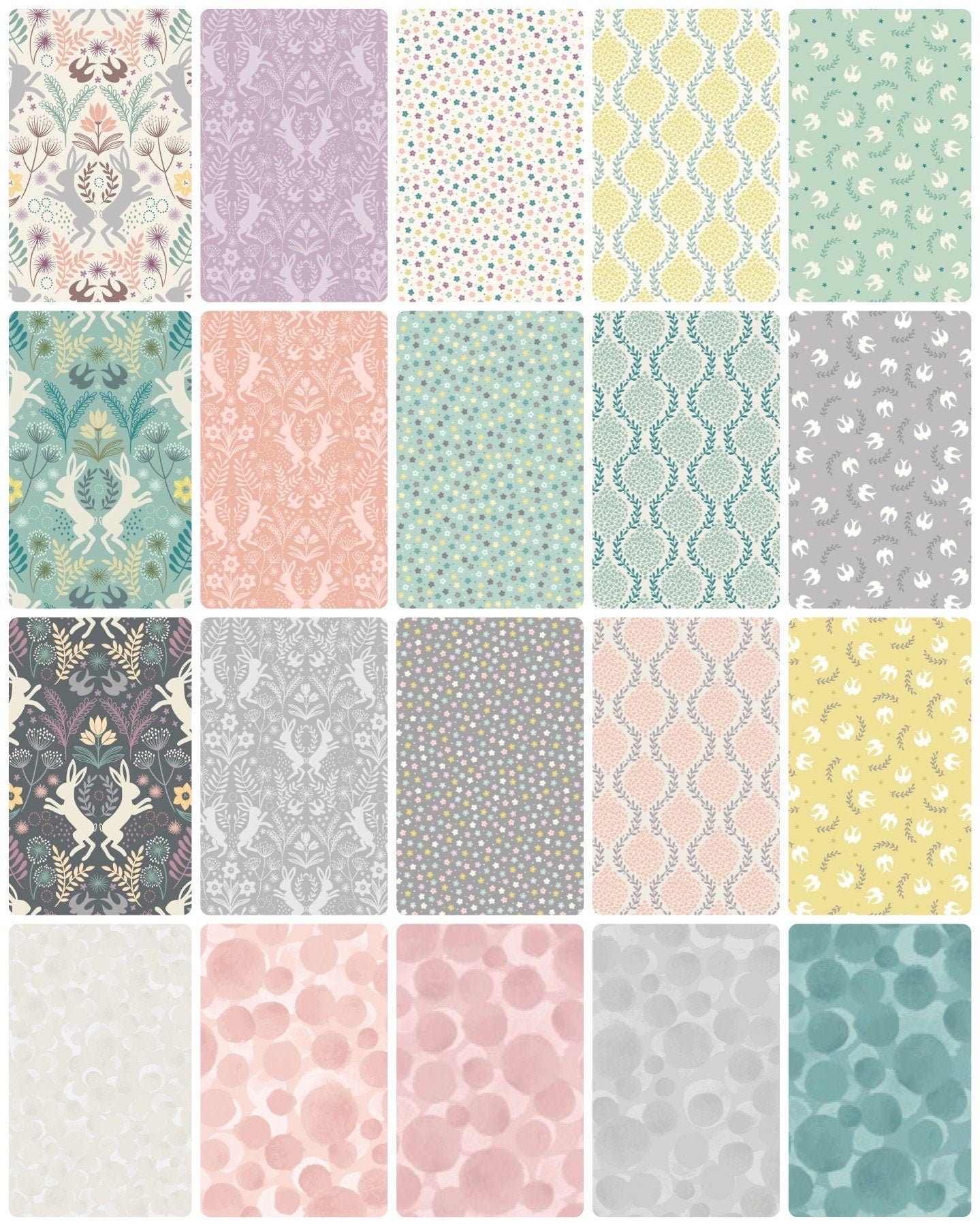 Lewis & Irene Spring Hare Reloved Fabric Collection Little Flowers on Aqua Premium 100% Cotton Quilt Shop Quality Fabrics