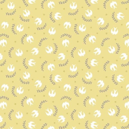 Lewis & Irene Spring Hare Reloved Fabric Collection Little Birdies on Yellow Premium 100% Cotton Quilt Shop Quality Fabrics