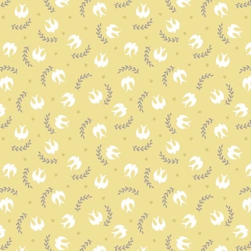 Lewis & Irene Spring Hare Reloved Fabric Collection Little Birdies on Yellow Premium 100% Cotton Quilt Shop Quality Fabrics