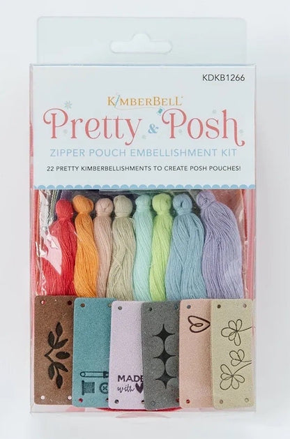 Kimberbell Pretty & Posh Zipper Pouches Collection (Machine Embroidery CD and Embellishment Kits Available)