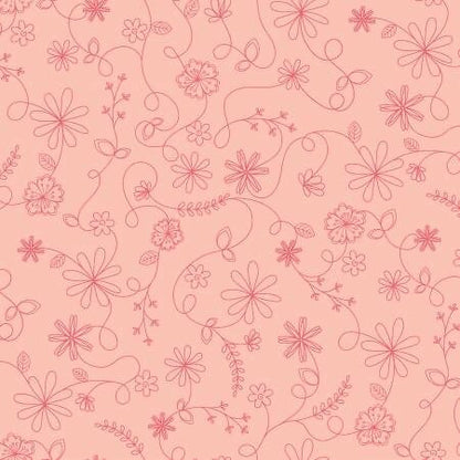 Maywood Studio Kimberbell Vintage Flora Fabric Collection Swirl Floral on Pink Premium 100% Cotton Quilt Shop Quality Fabrics