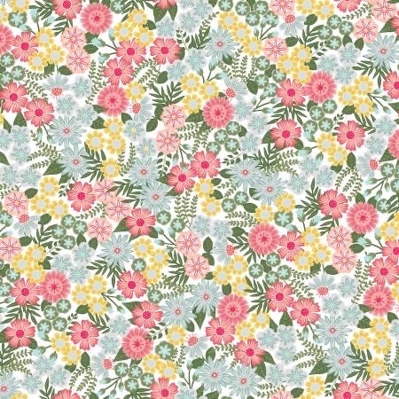 Maywood Studio Kimberbell Vintage Flora Fabric Collection Ground Cover Floral on Grey Premium 100% Cotton Quilt Shop Quality Fabrics