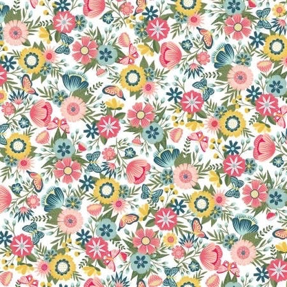 Maywood Studio Kimberbell Vintage Flora Fabric Collection Vintage Floral on White Premium 100% Cotton Quilt Shop Quality Fabrics