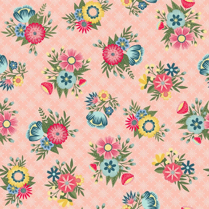 Maywood Studio Kimberbell Vintage Flora Fabric Collection Lattice Floral on Pink Premium 100% Cotton Quilt Shop Quality Fabrics