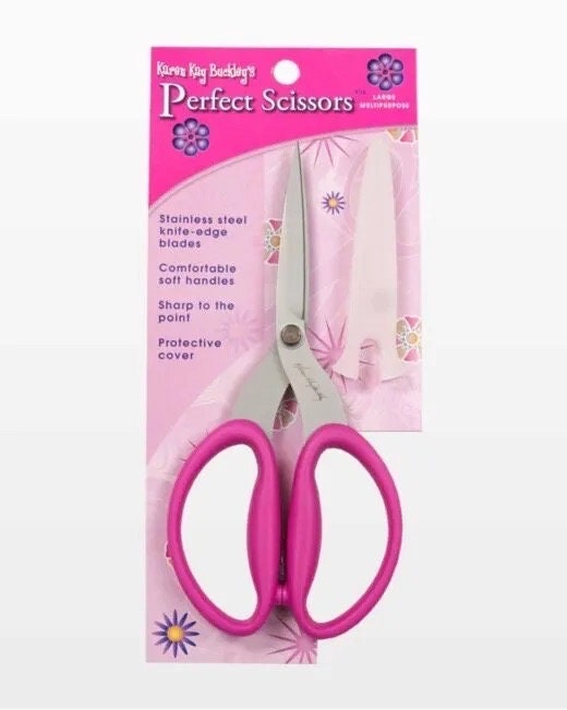 Karen Kay Buckley's Perfect Scissors Smooth Blade Pink 7.5" Multi-Purpose Scissors with Plastic Sheath