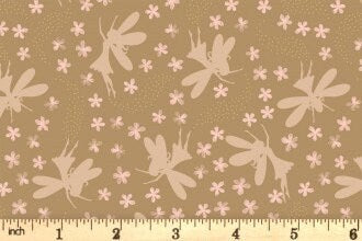 Lewis & Irene Fairy Clocks Fabric Collection Gold Metallic Floral Fairies on Deep Gold Premium 100% Cotton Quilt Shop Quality Fabrics