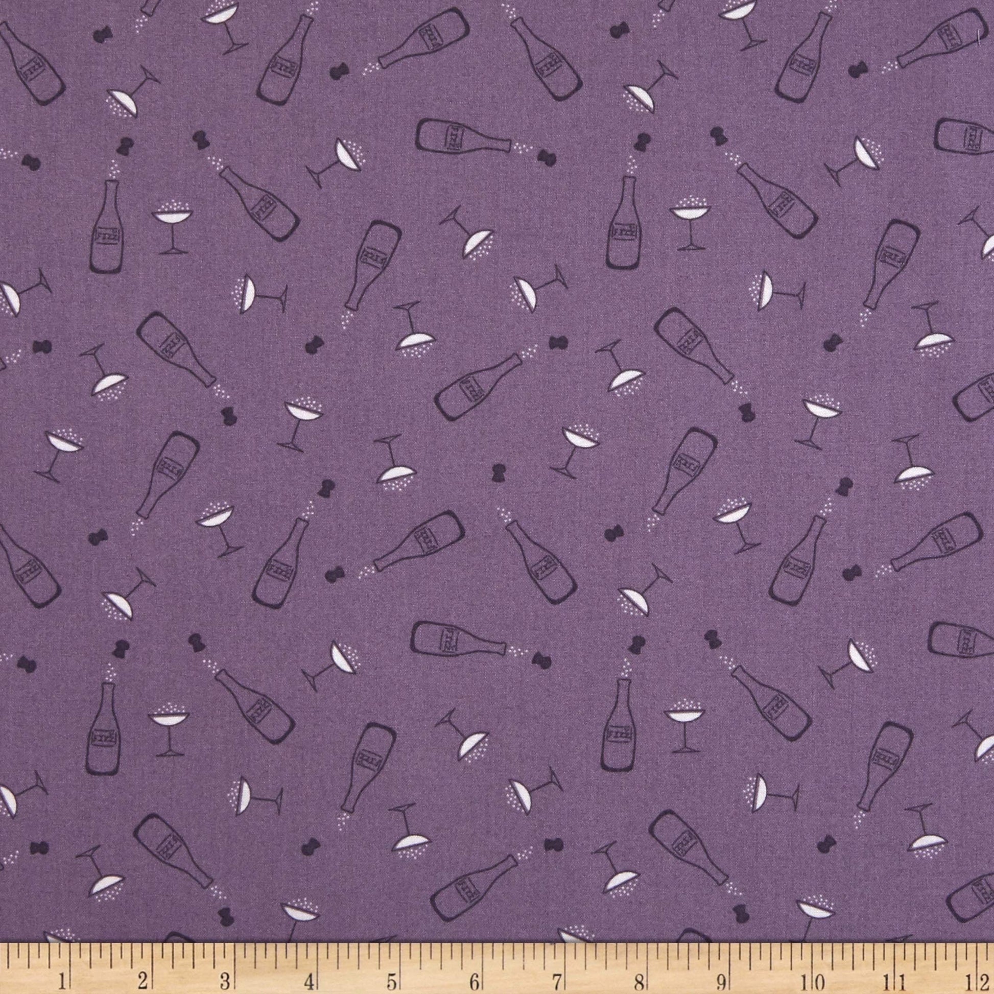 LAST BOLT! Lewis & Irene Cocktail Fabric Collection Fizz on Lilac Grey Premium 100% Cotton Quilt Shop Quality Fabrics