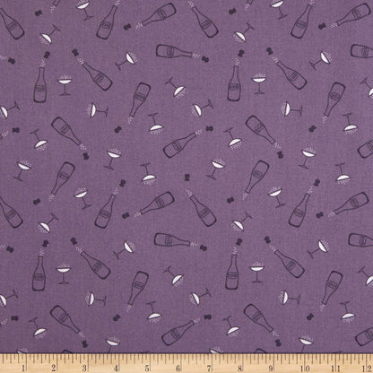 LAST BOLT! Lewis & Irene Cocktail Fabric Collection Fizz on Lilac Grey Premium 100% Cotton Quilt Shop Quality Fabrics