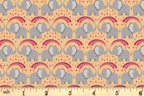 Lewis & Irene Rainbows Fabric Collection Elephants on Ochre Premium 100% Cotton Quilt Shop Quality Fabrics