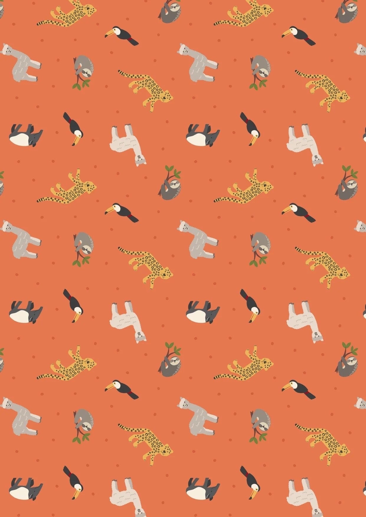 Lewis & Irene Small Things World Animals Fabric Collection South American Animals on Orange Premium 100% Cotton Quilt Shop Quality Fabrics