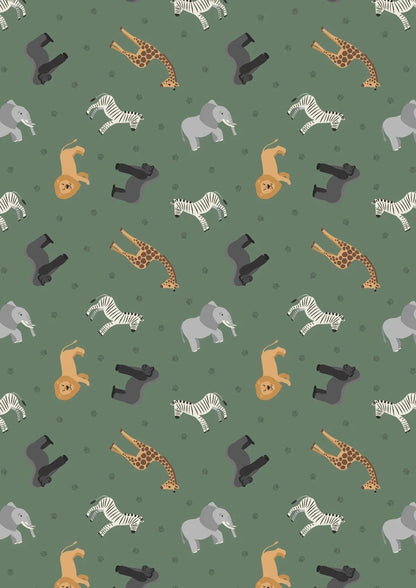 Lewis & Irene Small Things World Animals Fabric Collection African Animals on Green Premium 100% Cotton Quilt Shop Quality Fabrics