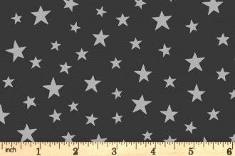 Lewis & Irene Marvelous Metallics Fabric Collection Metallic Silver Stars on Black Premium 100% Cotton Quilt Shop Quality Fabrics