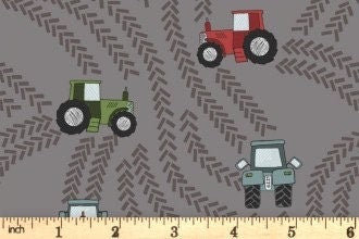 LAST BOLT!! Lewis & Irene Piggy Tails Fabric Collection Tractor Trails on Muddy Grey Premium 100% Cotton Quilt Shop Quality Fabrics