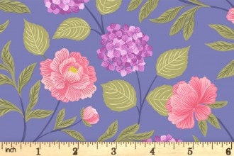 Lewis & Irene’s Love Blooms Fabric Collection Peony and Hydrangea on Floral Blue Premium 100% Cotton Quilt Shop Quality Fabrics