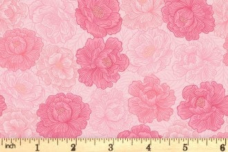 Lewis & Irene’s Love Blooms Fabric Collection Peony Blooms on Pink Premium 100% Cotton Quilt Shop Quality Fabrics