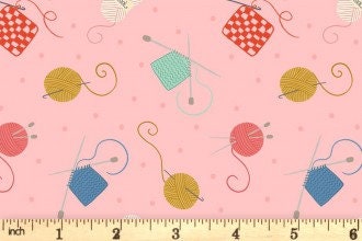 Lewis & Irene Small Things Crafts Fabric Collection Knitting and Crochet on Pink Premium 100% Cotton Quilt Shop Quality Fabrics