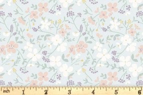 Lewis & Irene Heart of Summer Fabric Collection Sweet Meadow on Duck Egg Blue Premium 100% Cotton Quilt Shop Quality Fabrics