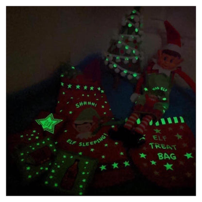 GLOWING FABRICS!! Lewis & Irene Christmas Glow Fabric Collection Elf on the Shelf Accessory Panel on Blue Premium 100% Cotton Fabrics