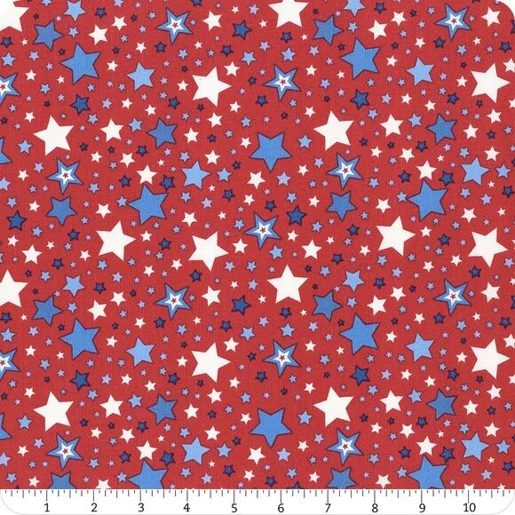 Lewis & Irene Americana Fabric Collection Stars on Red Premium 100% Cotton Quilt Shop Quality Fabrics