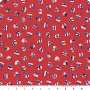 Lewis & Irene Americana Fabric Collection American Hearts on Dark Blue Premium 100% Cotton Quilt Shop Quality Fabrics