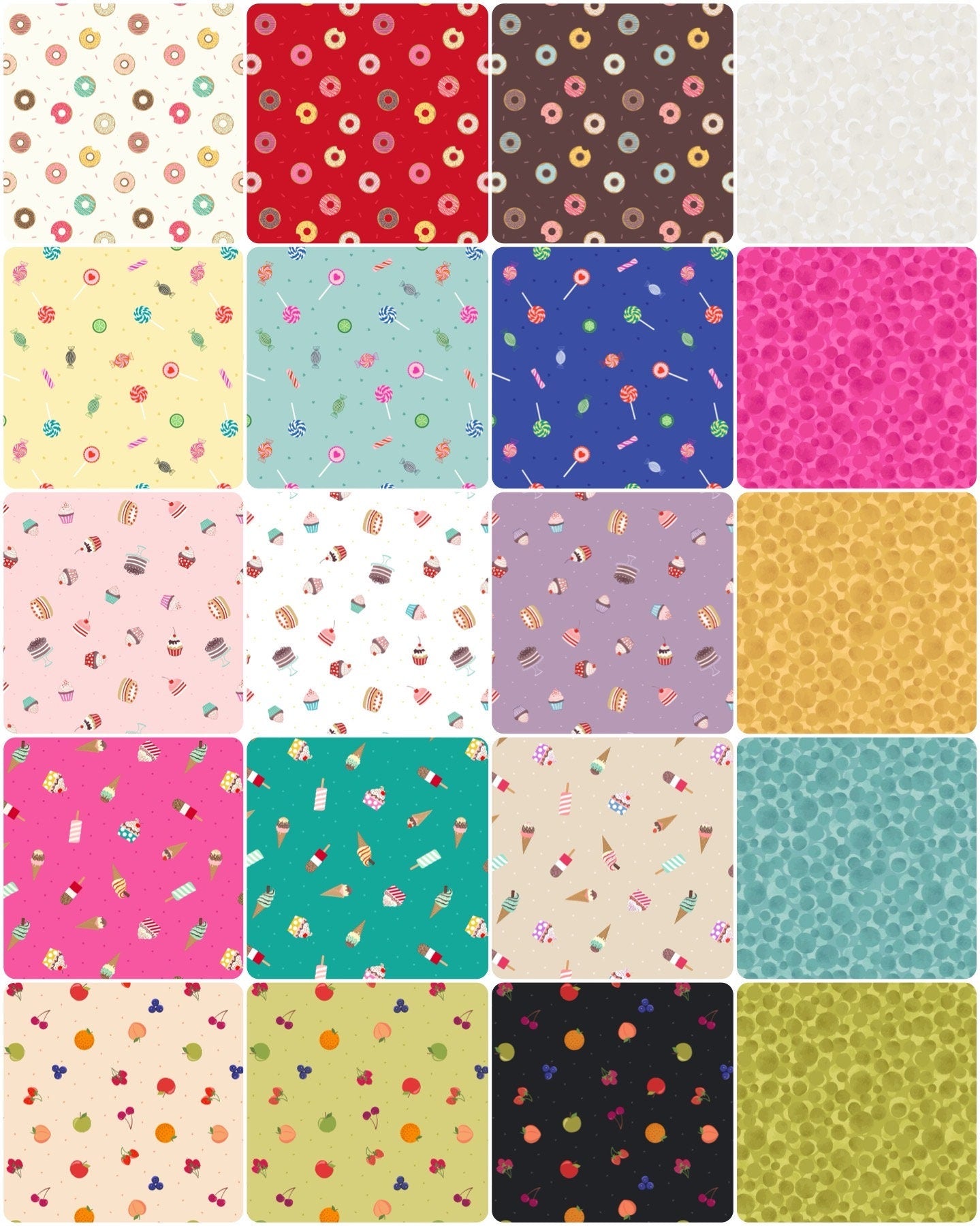 Lewis & Irene Small Things Sweet Fabric Collection Sweets on Duck Egg Blue Premium 100% Cotton Quilt Shop Quality Fabrics