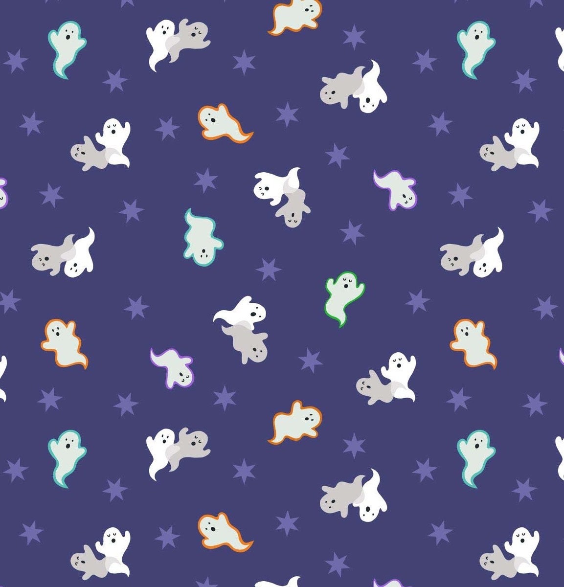 GLOWING FABRICS!! Lewis & Irene Castle Spooky Fabric Collection Glowing Spooky Ghosts on Blue Premium 100% Cotton Fabrics