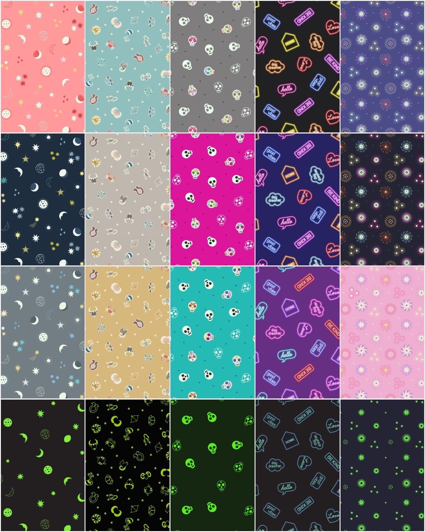 GLOWING FABRICS!! Lewis & Irene Small Things Glow Fabric Collection Glowing Fireworks on Blue Premium 100% Cotton Fabrics