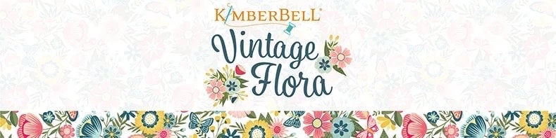 Maywood Studio Kimberbell Vintage Flora Fabric Collection Swirl Floral on Blue Premium 100% Cotton Quilt Shop Quality Fabrics