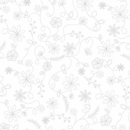 Maywood Studio Kimberbell Vintage Flora Fabric Collection Swirl Floral on White Premium 100% Cotton Quilt Shop Quality Fabrics