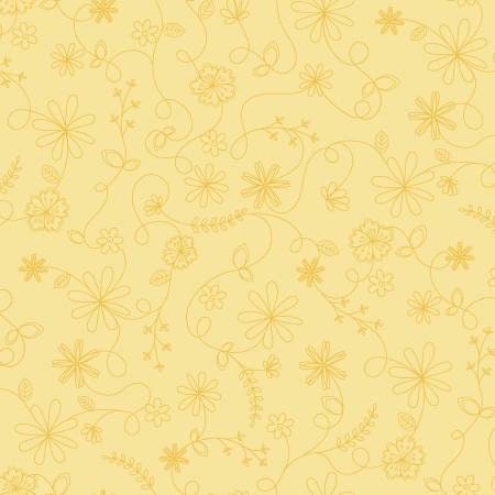 Maywood Studio Kimberbell Vintage Flora Fabric Collection Swirl Floral on Yellow Premium 100% Cotton Quilt Shop Quality Fabrics