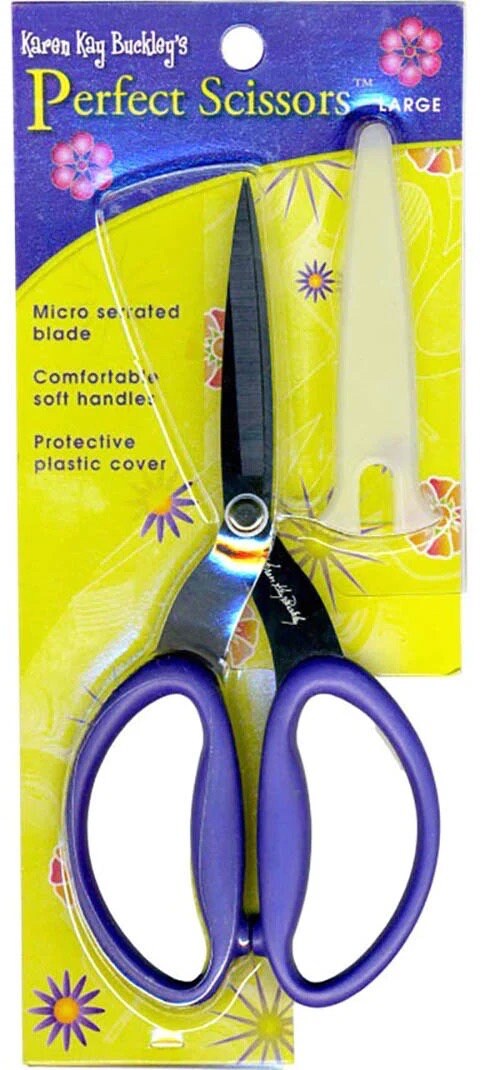 Karen Kay Buckley's Perfect Scissors Micro-Serrated Purple Large 7.5" Scissors with Plastic Sheath