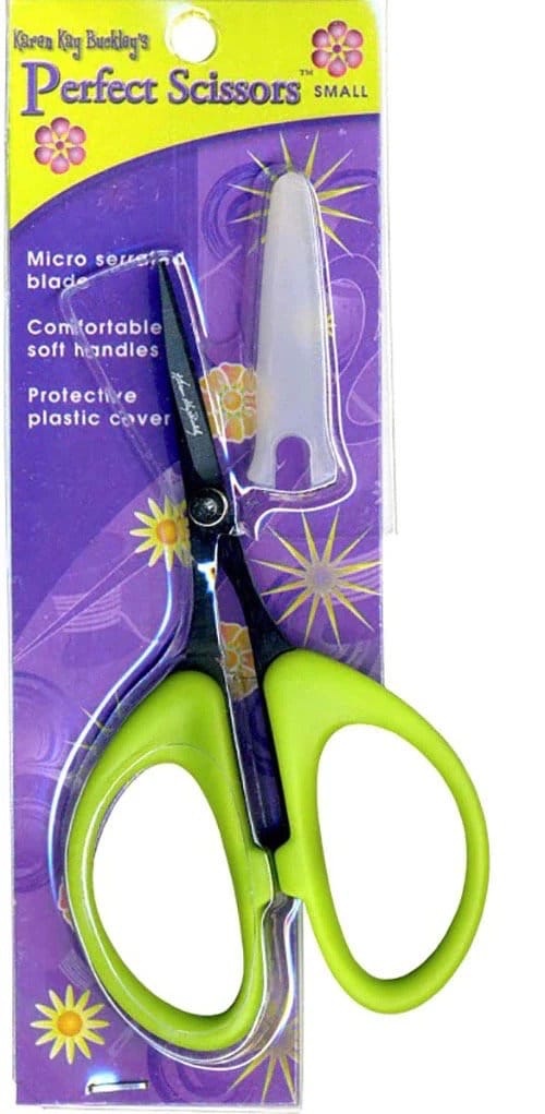 Karen Kay Buckley's Perfect Scissors Micro-Serrated Lime Green Small 4" Scissors with Plastic Sheath