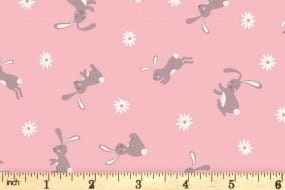 LAST BOLT! Lewis & Irene Bunny Hop Fabric Collection Bunny on Pink Premium 100% Cotton Quilt Shop Quality Fabrics